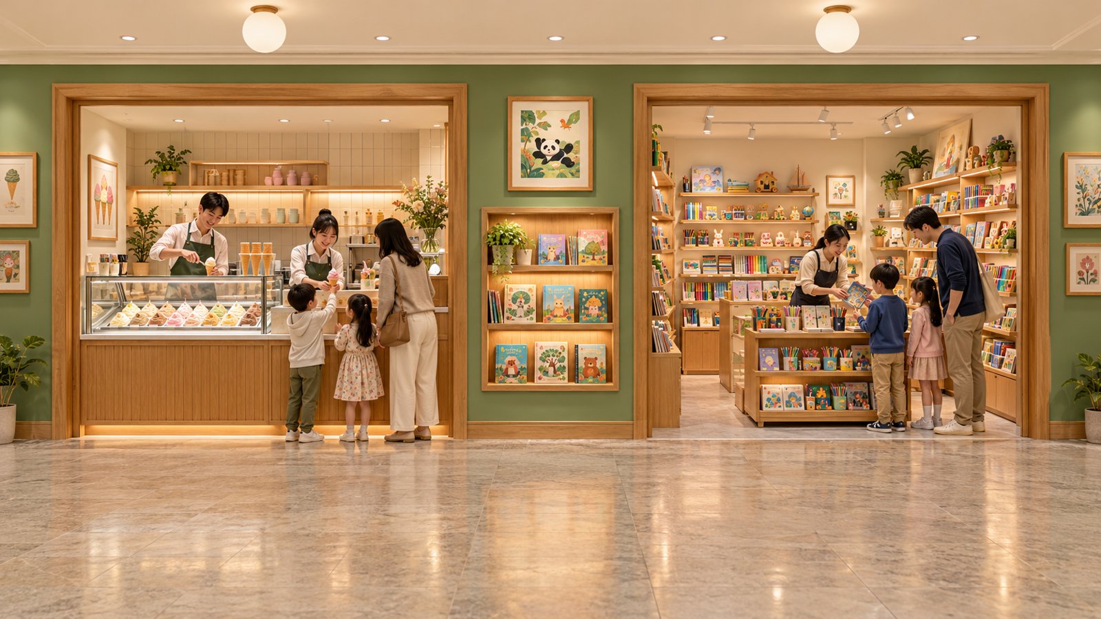 冰淇淋店与文具店